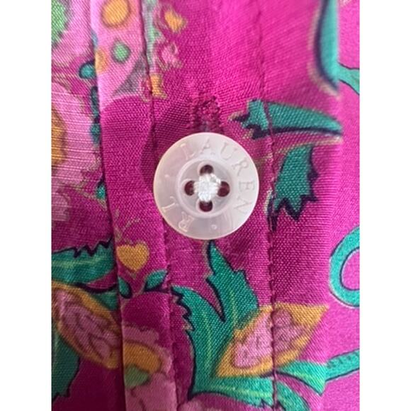 "Lauren Ralph Lauren"Silk Blouse SZ 2X Paisleigh Whimsical Fairy Quiet Luxury - Picture 7 of 11